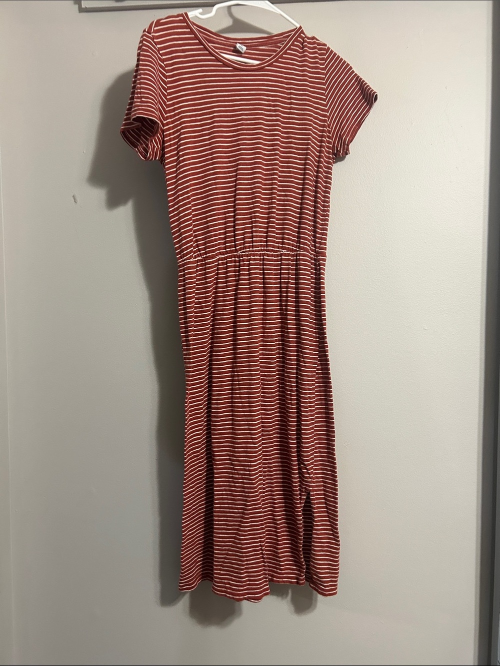 Old Navy Rust & White Striped Maxi Dress
